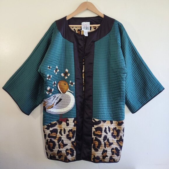 Very Vollbracht Quilted Reversible Jacket Women's Size Large Animal Print  NWOT - Picture 5 of 11